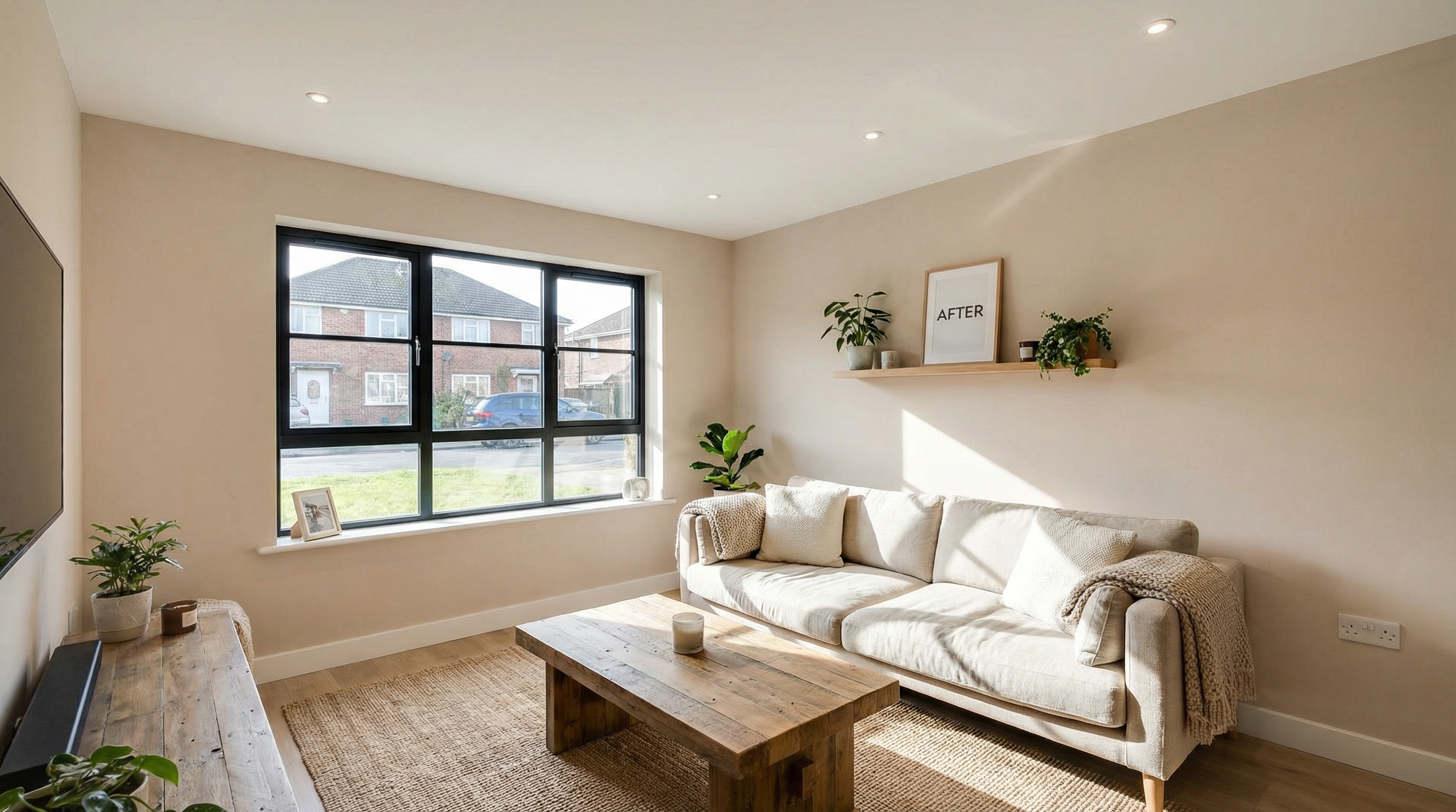 Perfectly plastered living room in Teesside home